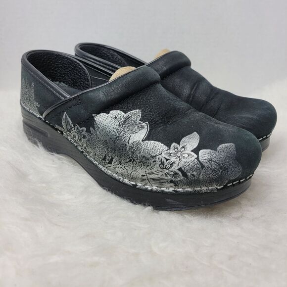 Dansko Professional Metallic Floral Print Nubuck Women's Clogs Shoes Size 6.5 - Picture 1 of 10